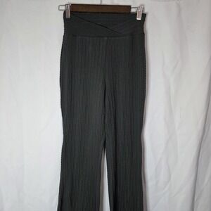 ILLA ILLA Charcoal V-Front Waist Ribbed Flare Leg  Pants Boho Y2K  Small